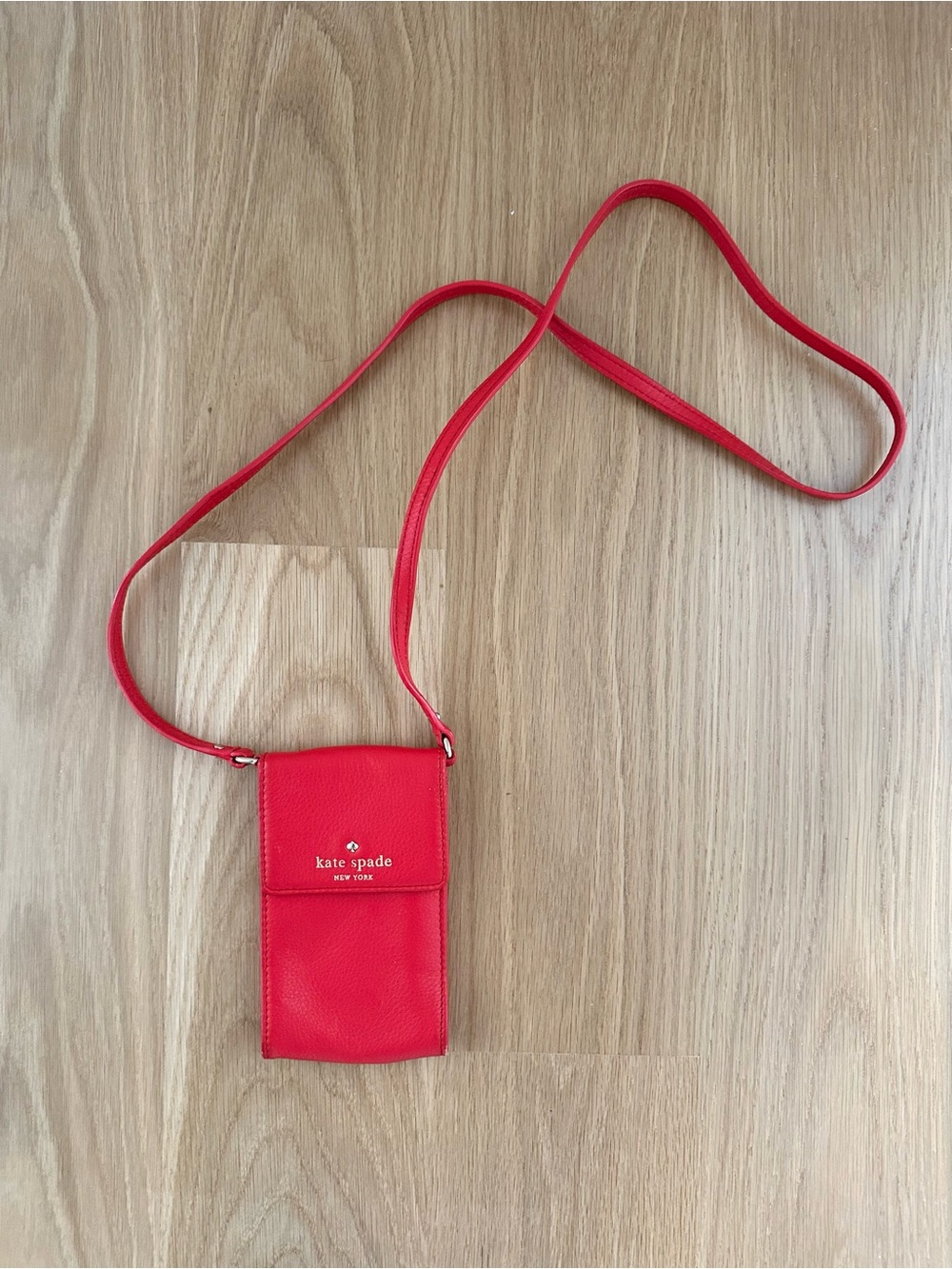 kate spade Red Leather Crossbody Phone Pouch with card holders